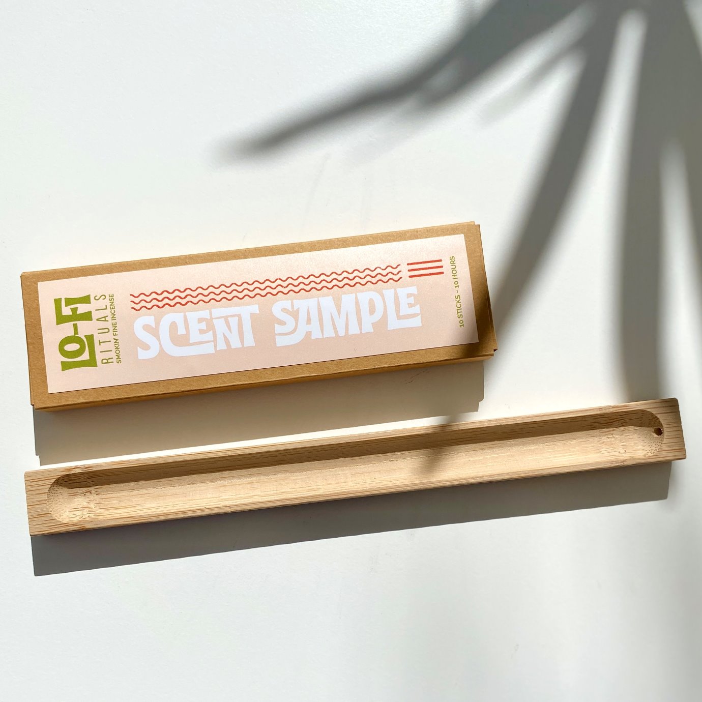 Lo-Fi Rituals incense Scent Sample box labeled with modern label with bold font