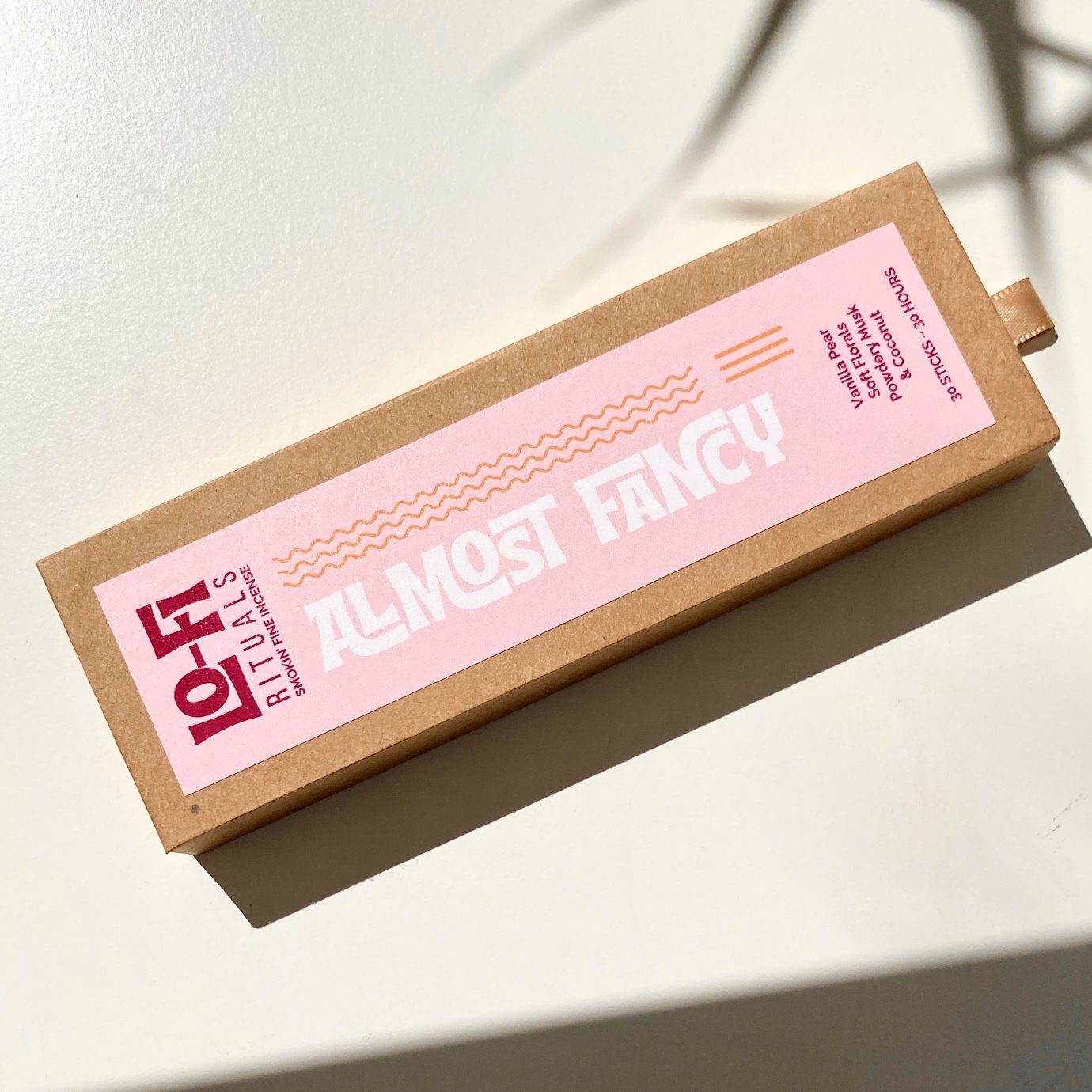 Hero image of Lo-Fi Rituals Almost Fancy vanilla and floral natural wood incense on sulit white background